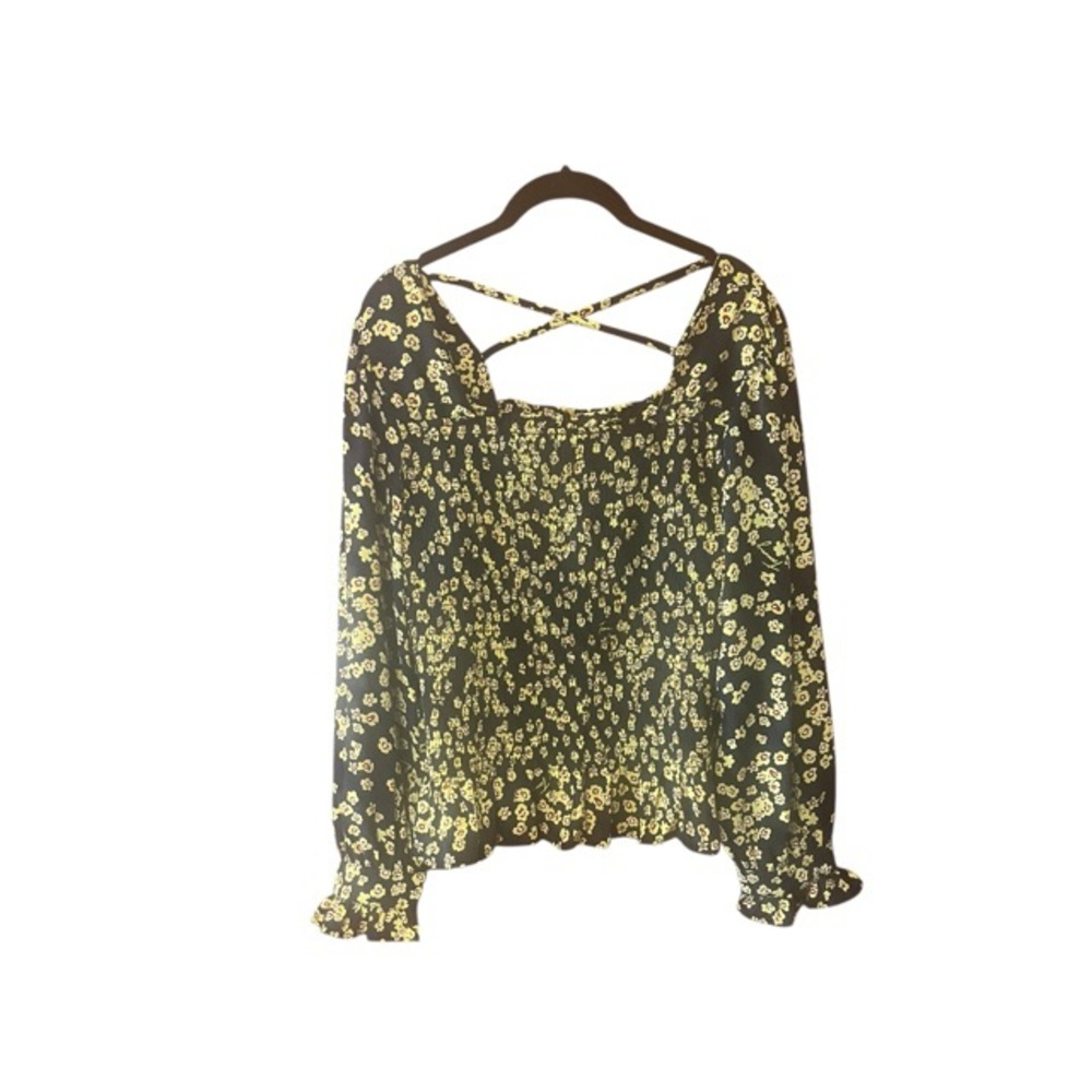 Tommy Jeans Tommy Hilfiger Floral Smocked Y2K‎ Long Sleeve Blouse NWT